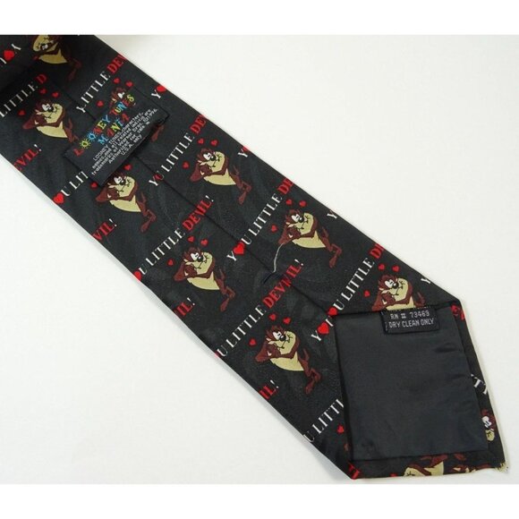 Funny Valentines Day Tie Taz Tasmanian Devil Looney Tunes Necktie - Picture 3 of 3